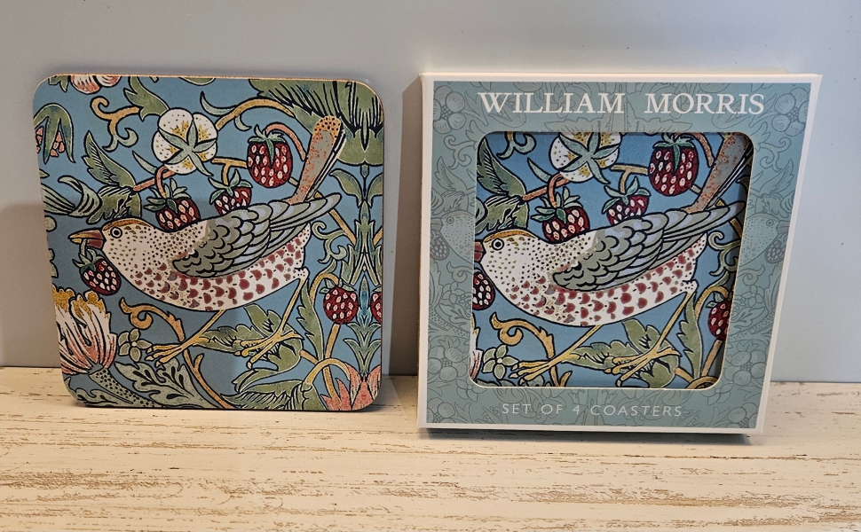 William Morris Strawberry Thief Coasters   Set of 4
